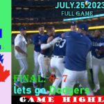 Los Angeles Dodgers vs. Toronto Blue Jays (07/25/23) [FULL GAME] Hightlights | MLB Season 2023